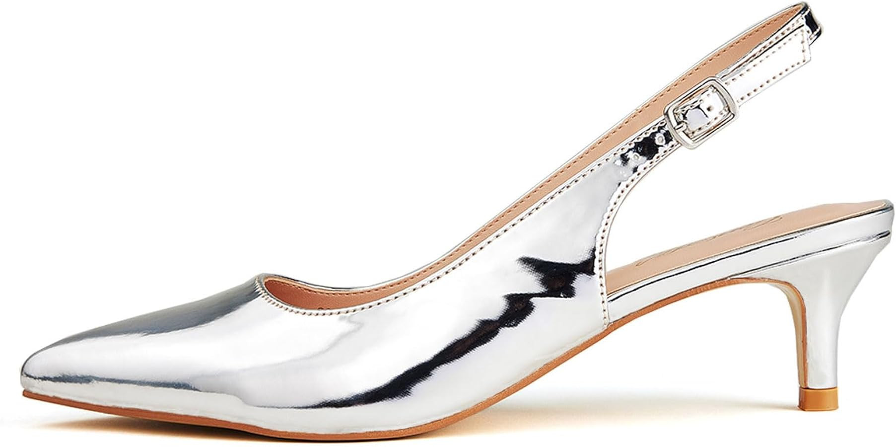 GENSHUO Low Kitten Heels Women's Slingback Dressy Pumps Pointed Closed Toe Ankle Strap Elegant We... | Amazon (US)