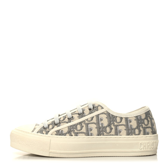 CHRISTIAN DIOR Canvas Oblique Walk'N'Dior Low Top Sneakers Stone Grey | FASHIONPHILE | FASHIONPHILE (US)