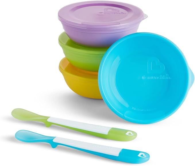 Munchkin Love - a - Bowls - Food Storage Container 4 x baby bowls with Lids + 2 weaning Spoons, m... | Amazon (UK)