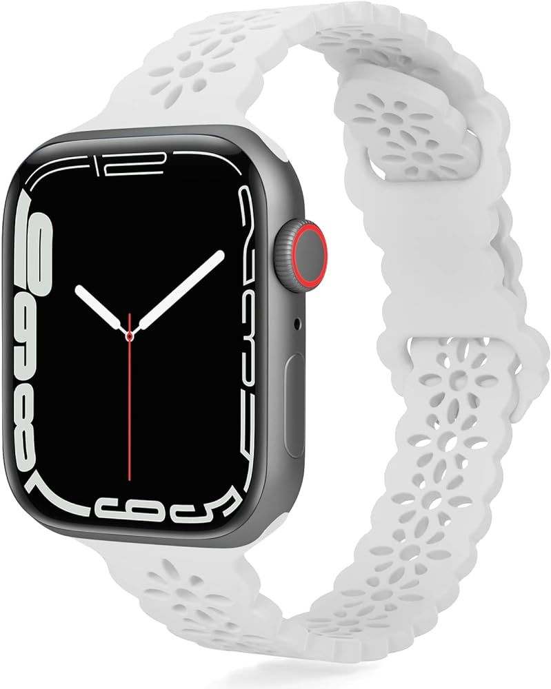 Lyfatz Lace Silicone Band Compatible with Apple Watch Band, Women Slim, Comfortable and Breathabl... | Amazon (US)