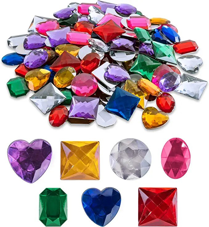 Amazon.com: Super Z Outlet 1" Assorted Colorful Adhesive Stick-On Heart Star Round Shaped Jewel G... | Amazon (US)