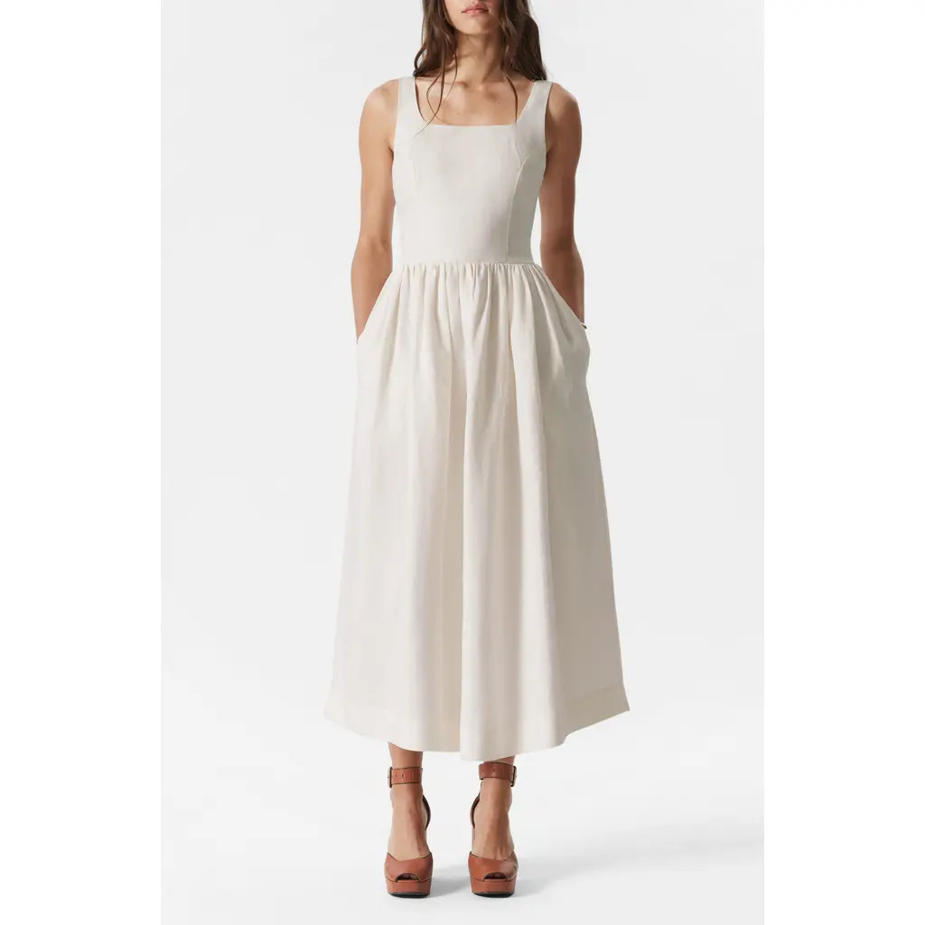 & Other Stories Cotton Fit & Flare Dress in White Dusty Light at Nordstrom Rack, Size 10 | Nordstrom Rack