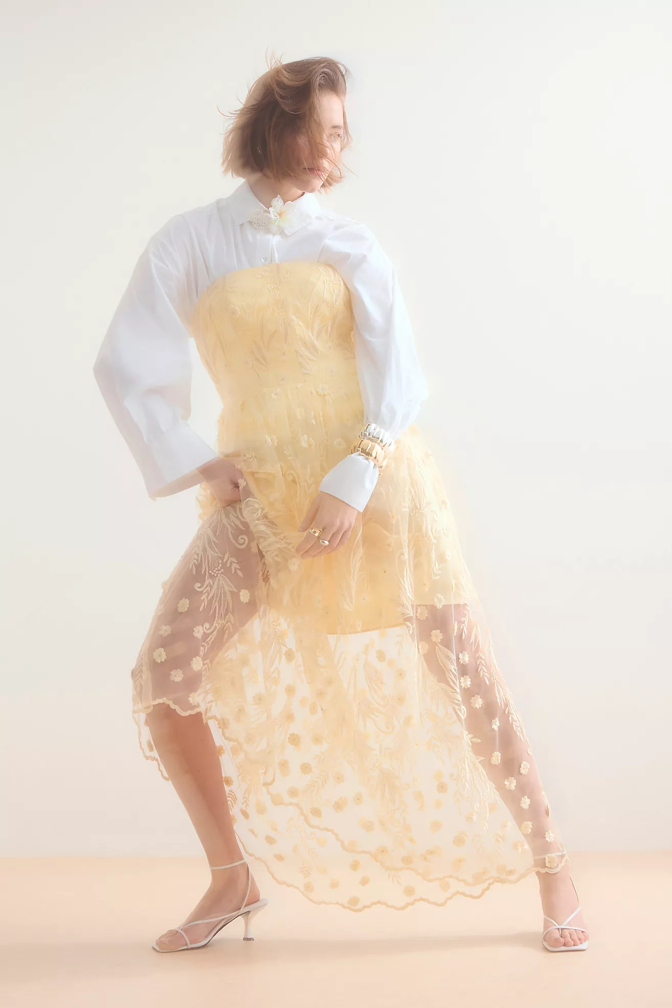 By Anthropologie Jade Bandeau Floral Embroidered Midi Dress | Anthropologie (UK)