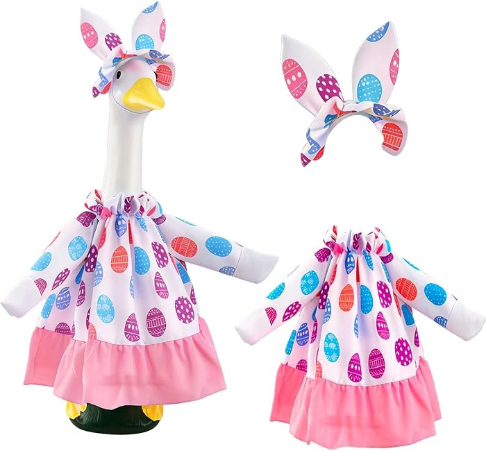 Easter Porch Goose Outfits - Bunny Goose Clothes for 23'' Cement Statue, Spring Festival Costume ... | Amazon (US)