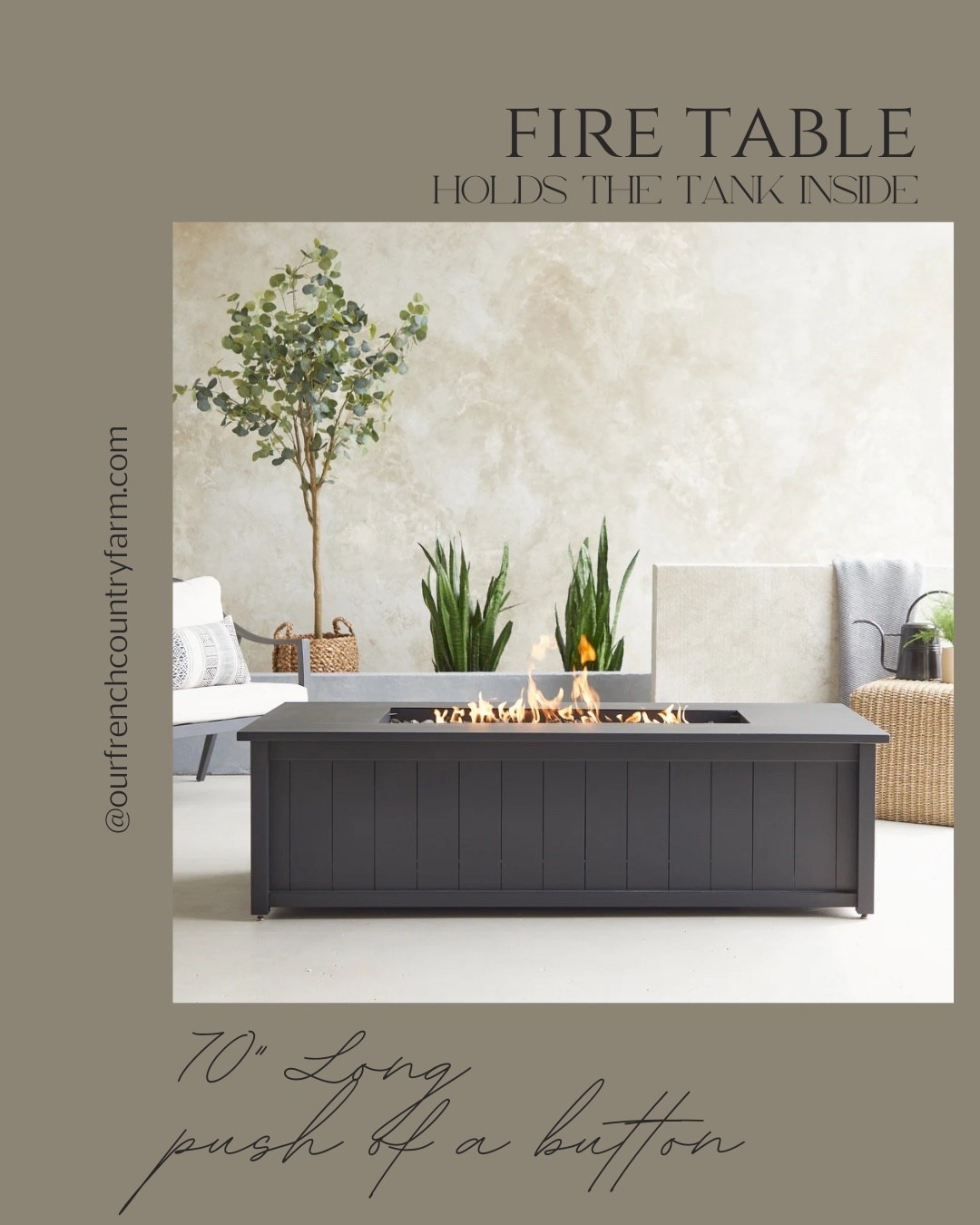 Just bought this beauty!  This is our second fire table we have bought for our backyard. I will only buy a fire table where the propane tank sits inside because I don’t want a cord that people can trip on around a fire. I love that this is a push of a button and it has 65,000 BTUs! Always do your research with fire tables!

#LTKspring #LTKSeasonal #LTKHome