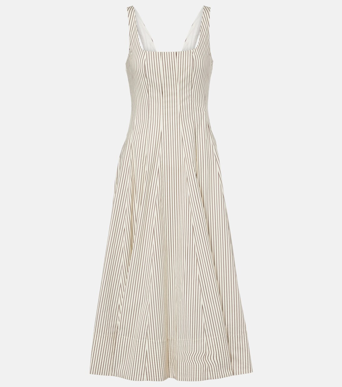 Striped pleated cotton midi dress | Mytheresa (UK)