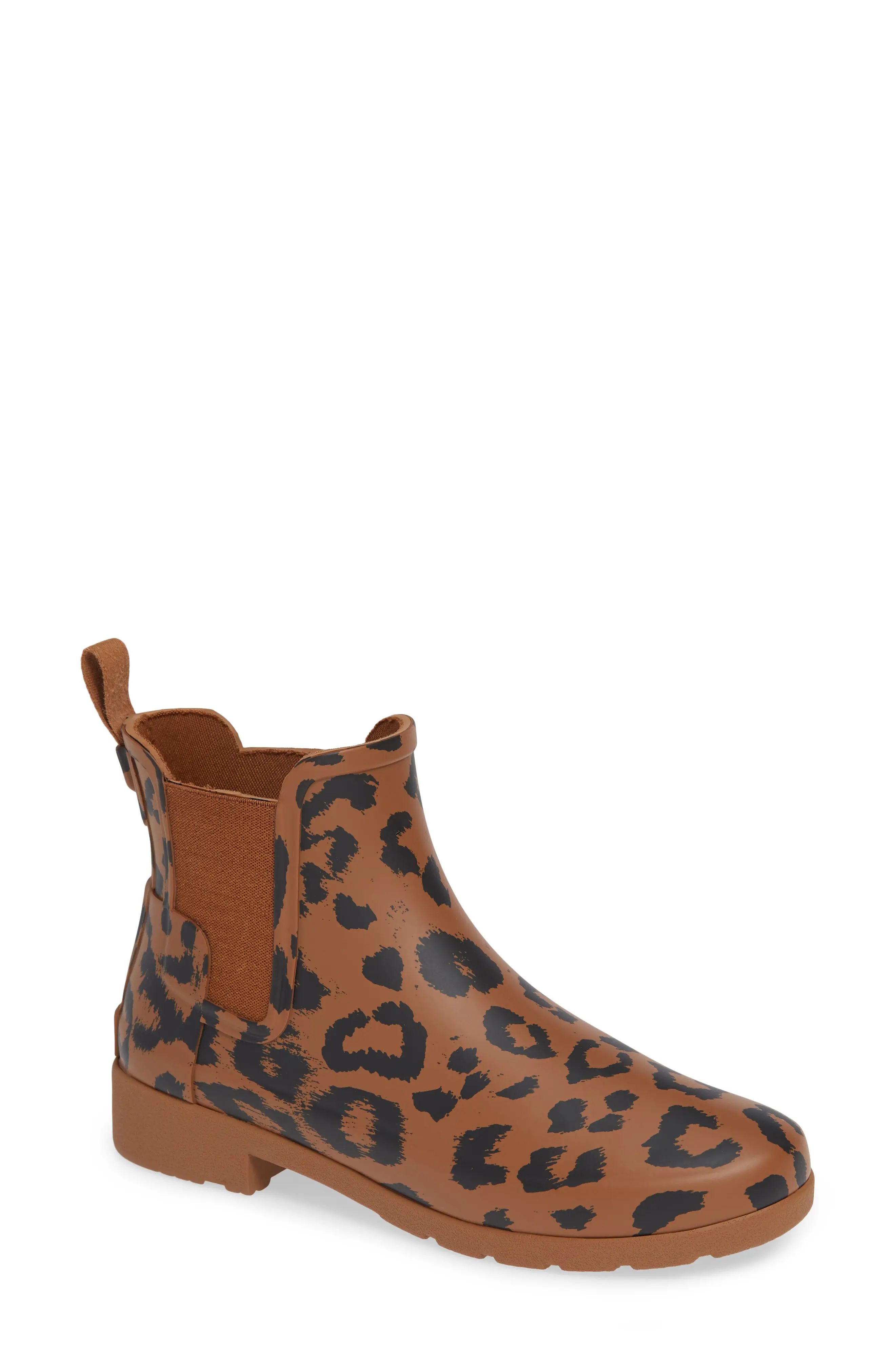 Hunter Original Leopard Print Refined Chelsea Rain Boot (Women) | Nordstrom