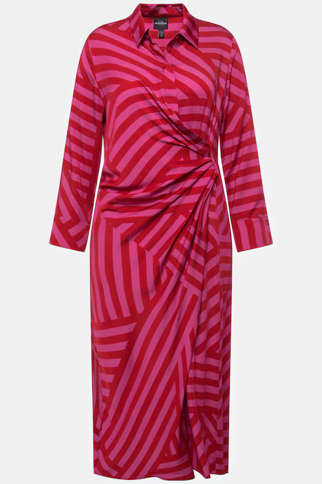 Mixed Stripe Long Sleeve Dress | Ulla Popken - US & CA