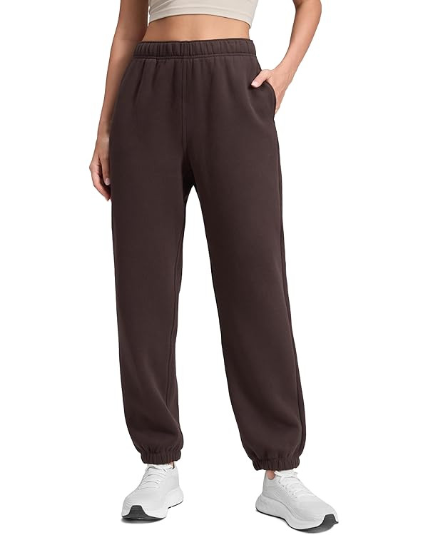CRZ YOGA Cotton Fleece Lined Jogger Sweatpants Women 28" - Casual Lounge Travel Pants with Pocket... | Amazon (US)