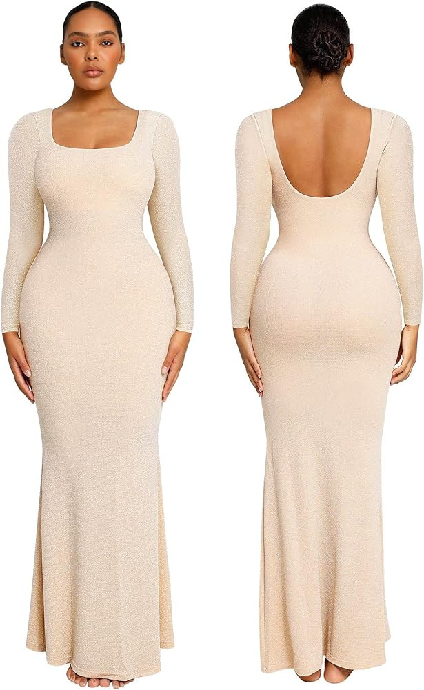 SHAPELLX Body Shaper Shapewear Dresses for Women Long Sleeve-Sleeveless Maxi Dress Elegant Dress ... | Amazon (US)