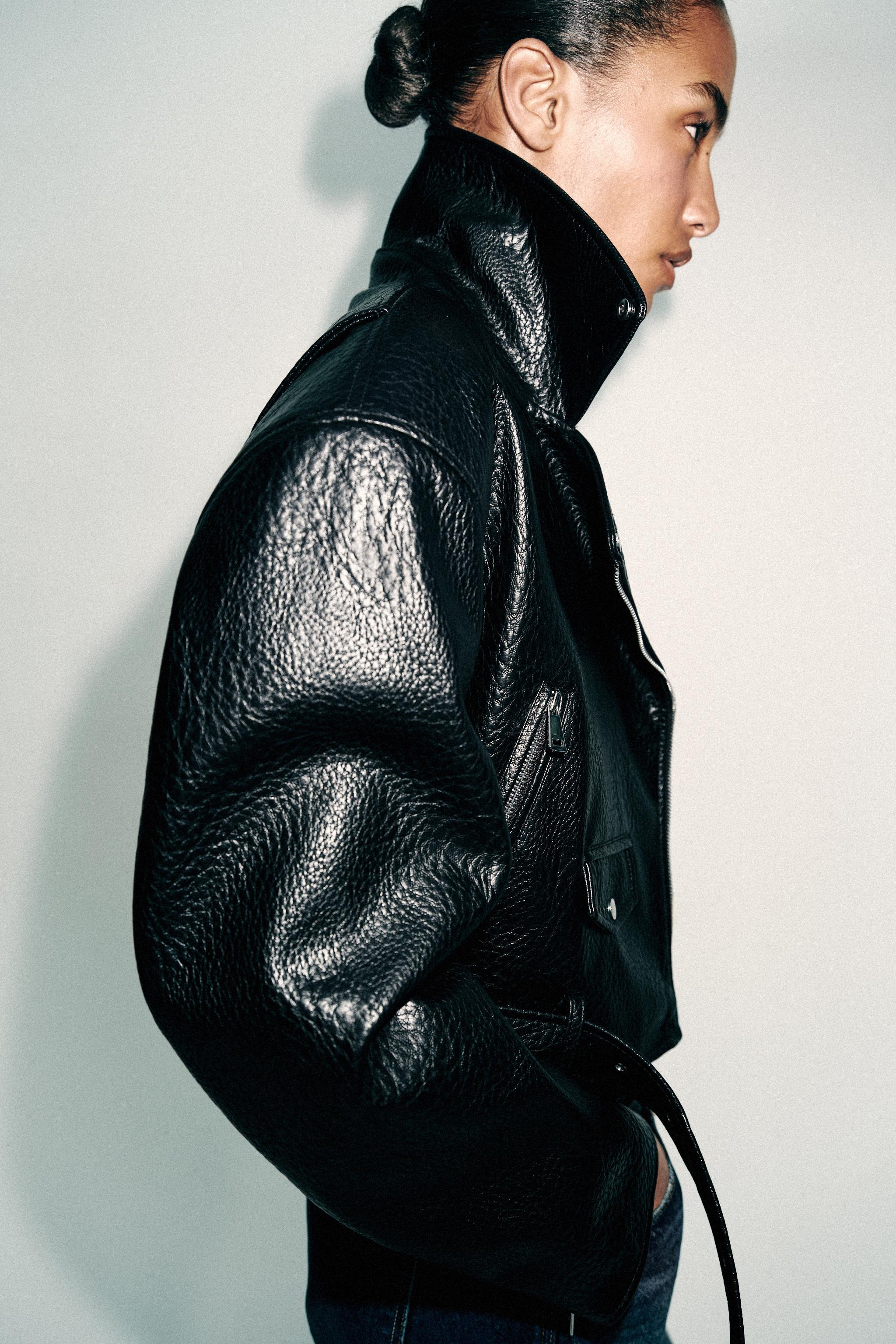 FAUX LEATHER BIKER JACKET WITH SHOULDER PADS | Zara US