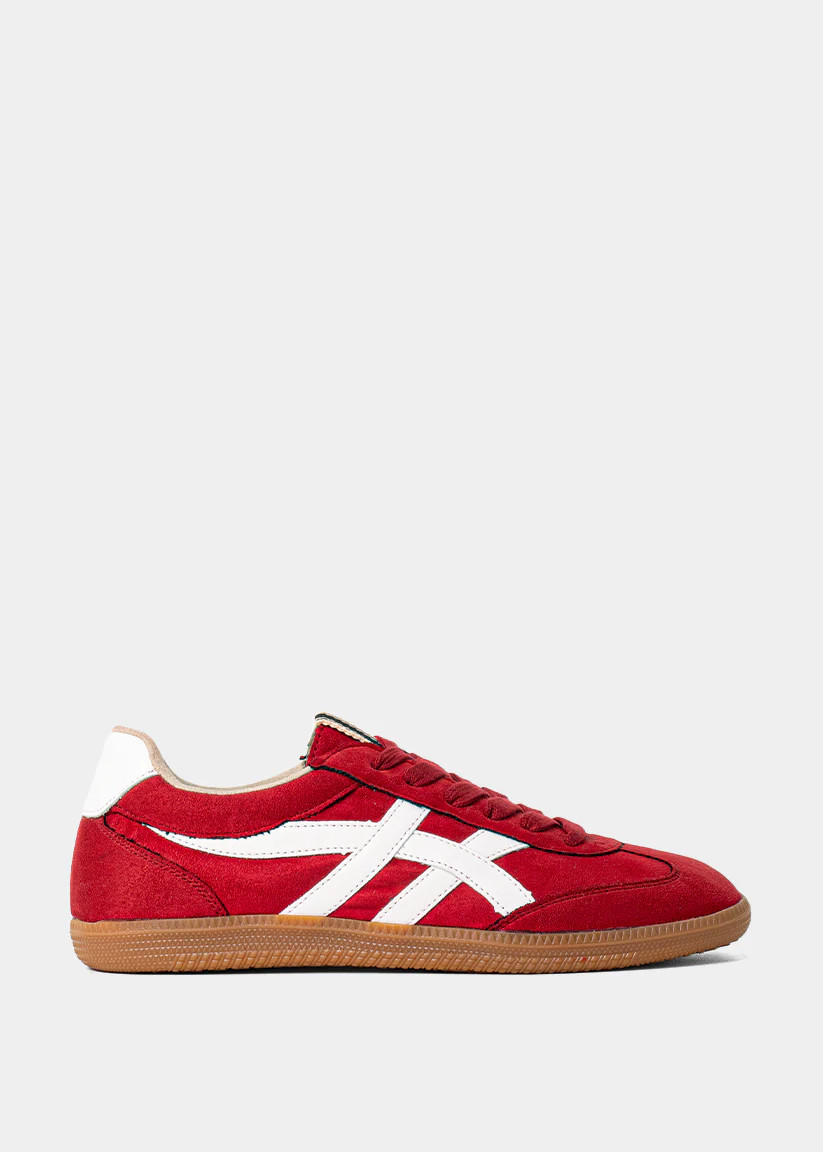 Sasha Red Suede Sneaker – Bold Retro Style with a Modern Twist | SHUSHOP