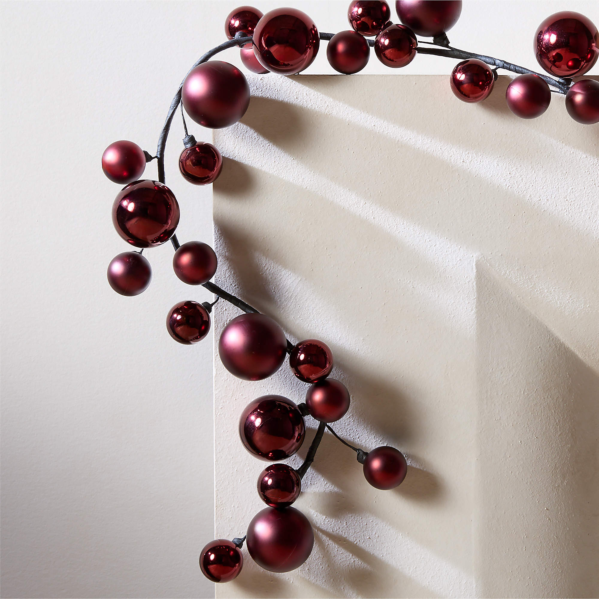 Tonal Red Ball Holiday Garland 72" + Reviews | CB2 | CB2