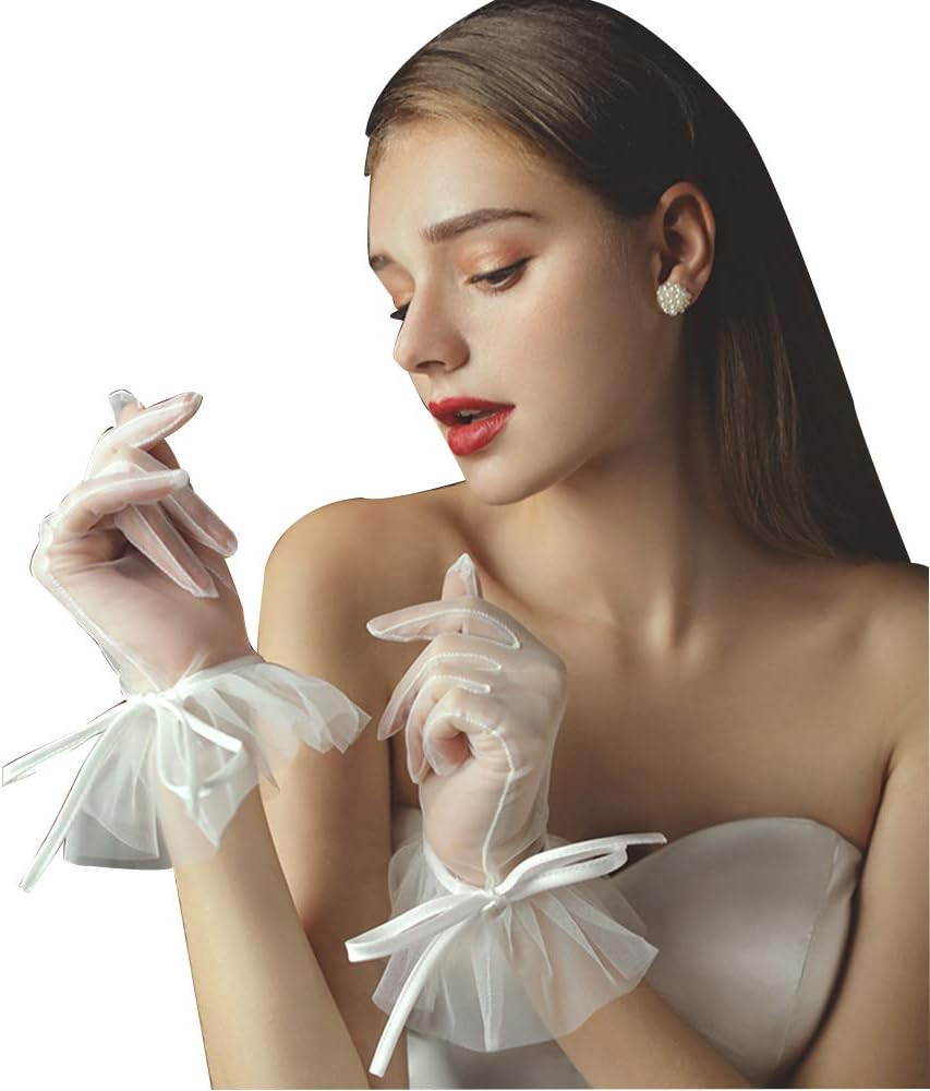 QRBTSCL Short Lace Gloves Tea Party Gloves Costumes Gloves for Wedding Dinner Party | Amazon (US)