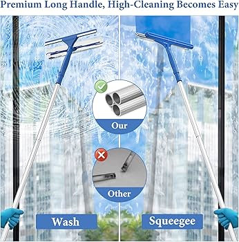 Squeegee for Window Cleaning, VOUBIEN Window Washing Kit with Long Handle, 2 in 1 Window Cleaner ... | Amazon (US)