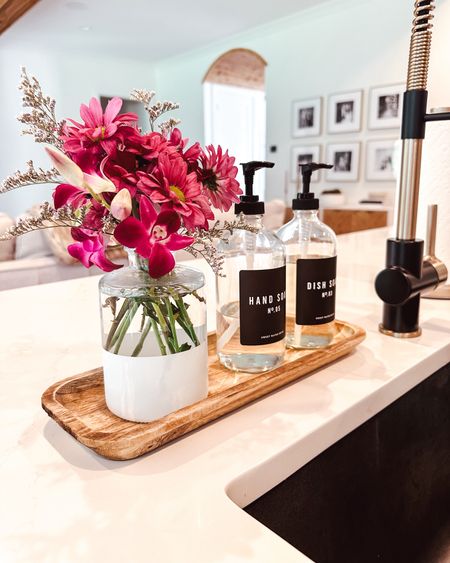 Kitchen decor, neutral soap dispensers, kitchen styling, small vase 

#LTKHome #LTKFindsUnder50