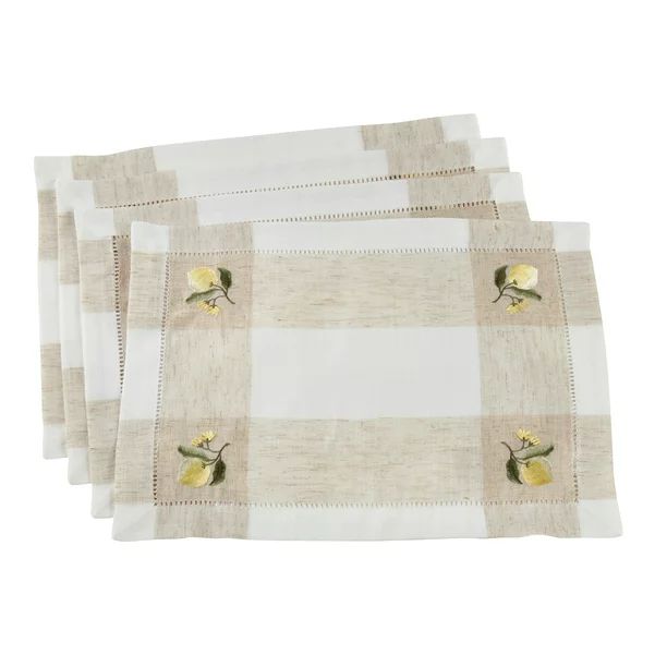 Fennco Styles Hommage BrodÃ© Collection Cottage Embroidery Hemstitch Border Placemats 14 x 19 I... | Walmart (US)