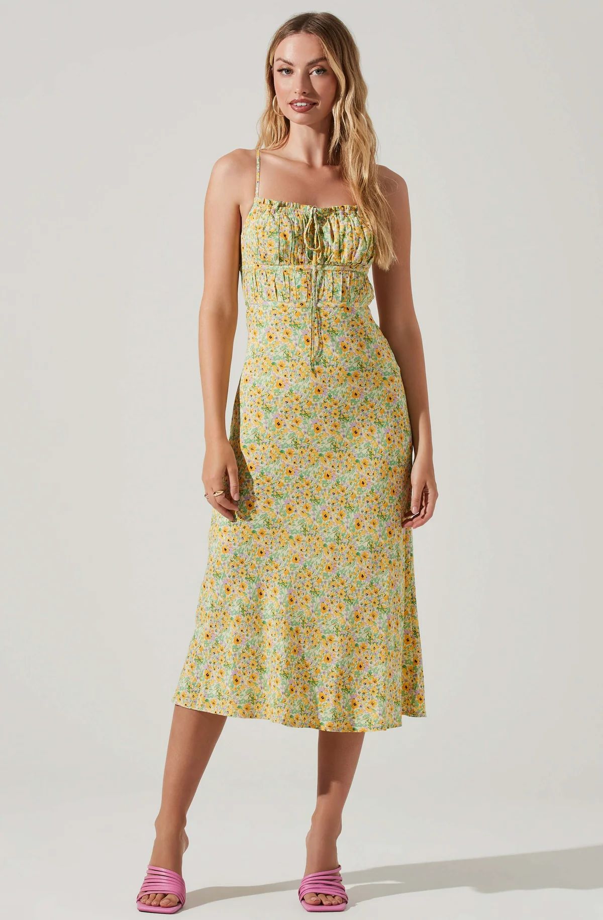 Maritza Floral Smocked Midi Dress | ASTR The Label (US)