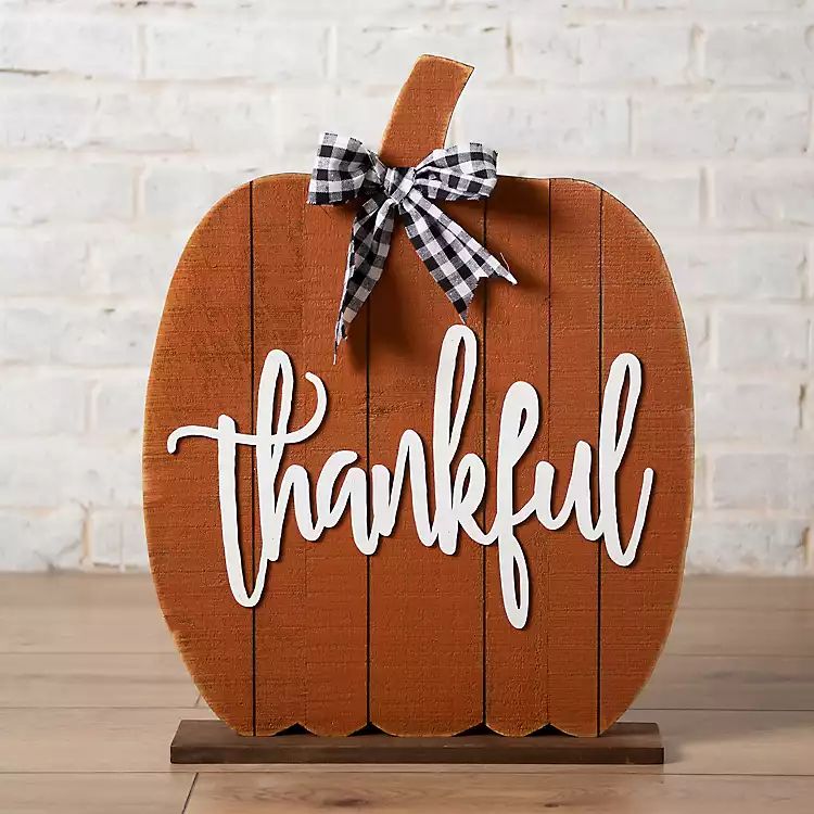 Orange Thankful Wooden Pumpkin | Kirkland's Home