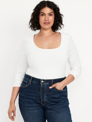 Fitted Double-Layer Scoop-Neck Top | Old Navy (US)