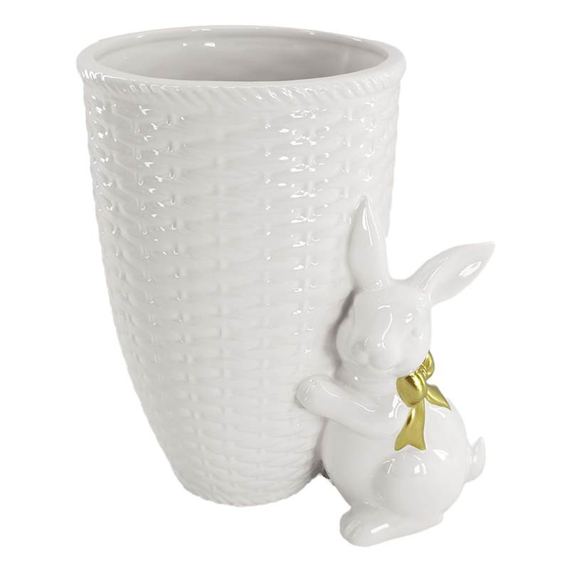 Providence White Ceramic Vase with Bunny, 9" | At Home