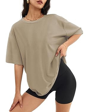 ATHMILE Womens Oversized T Shirts Loose Fit Crewneck Short Sleeve Tops Summer Casual Blouse Y2K 2... | Amazon (US)