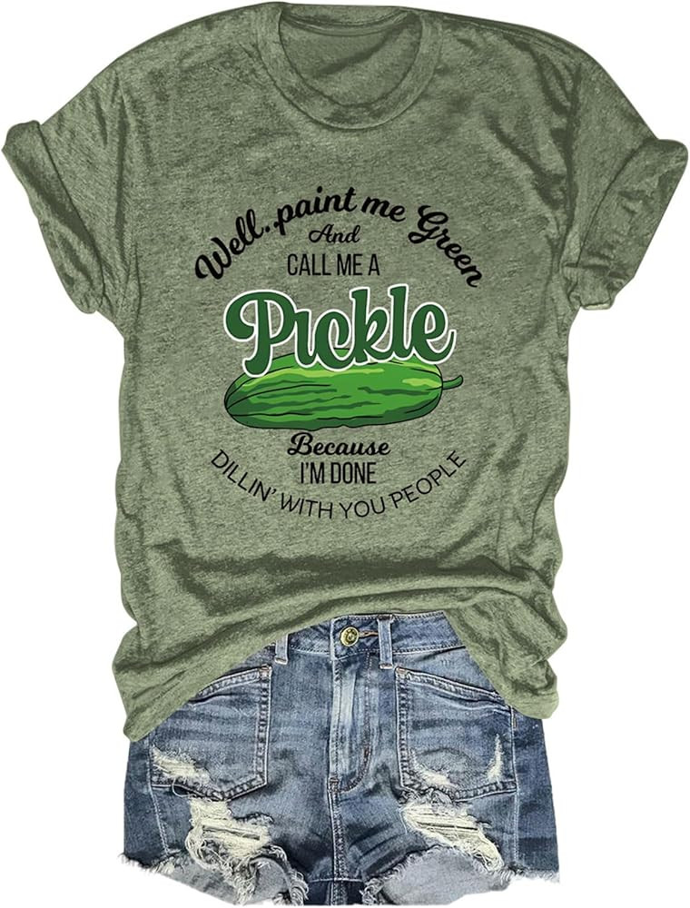 Pickle Shirt Funny Pickles Jar T Shirts for Women Graphic Vintage Tees Pickling Cucumbers Novelty... | Amazon (US)