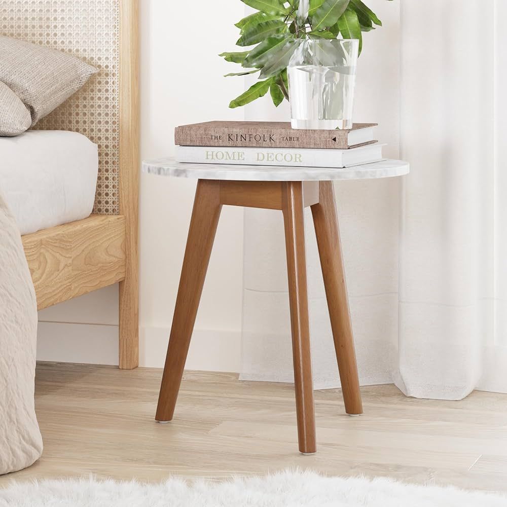 Nathan James 32401 Amalia Nightstand Marble Solid Wood Accent Table , White/Dark Brown | Amazon (CA)