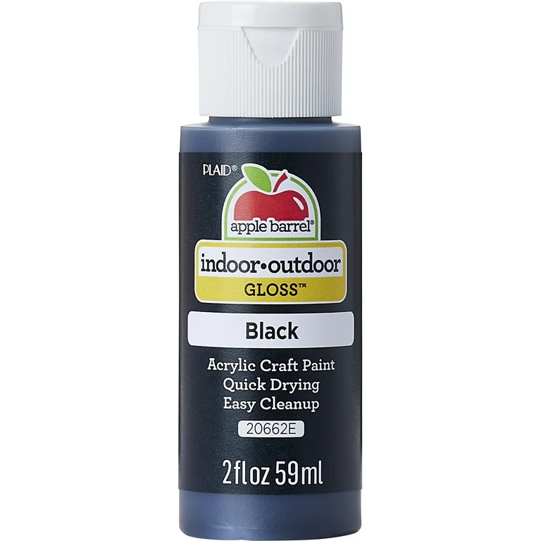 Apple Barrel Acrylic Craft Paint, Gloss Finish, Black, 2 fl oz - Walmart.com | Walmart (US)