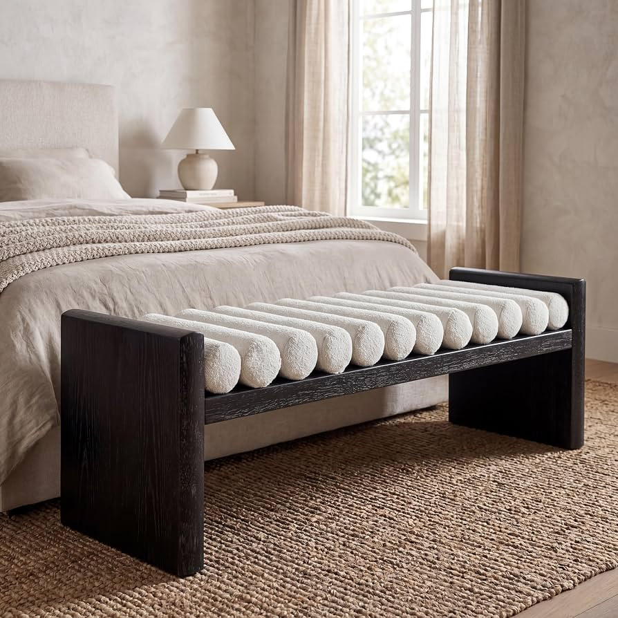 Christopher Knight Home 62.8 Inch Modern Chenille Upholstered Bench Rubberwood Frame Ottoman Benc... | Amazon (US)