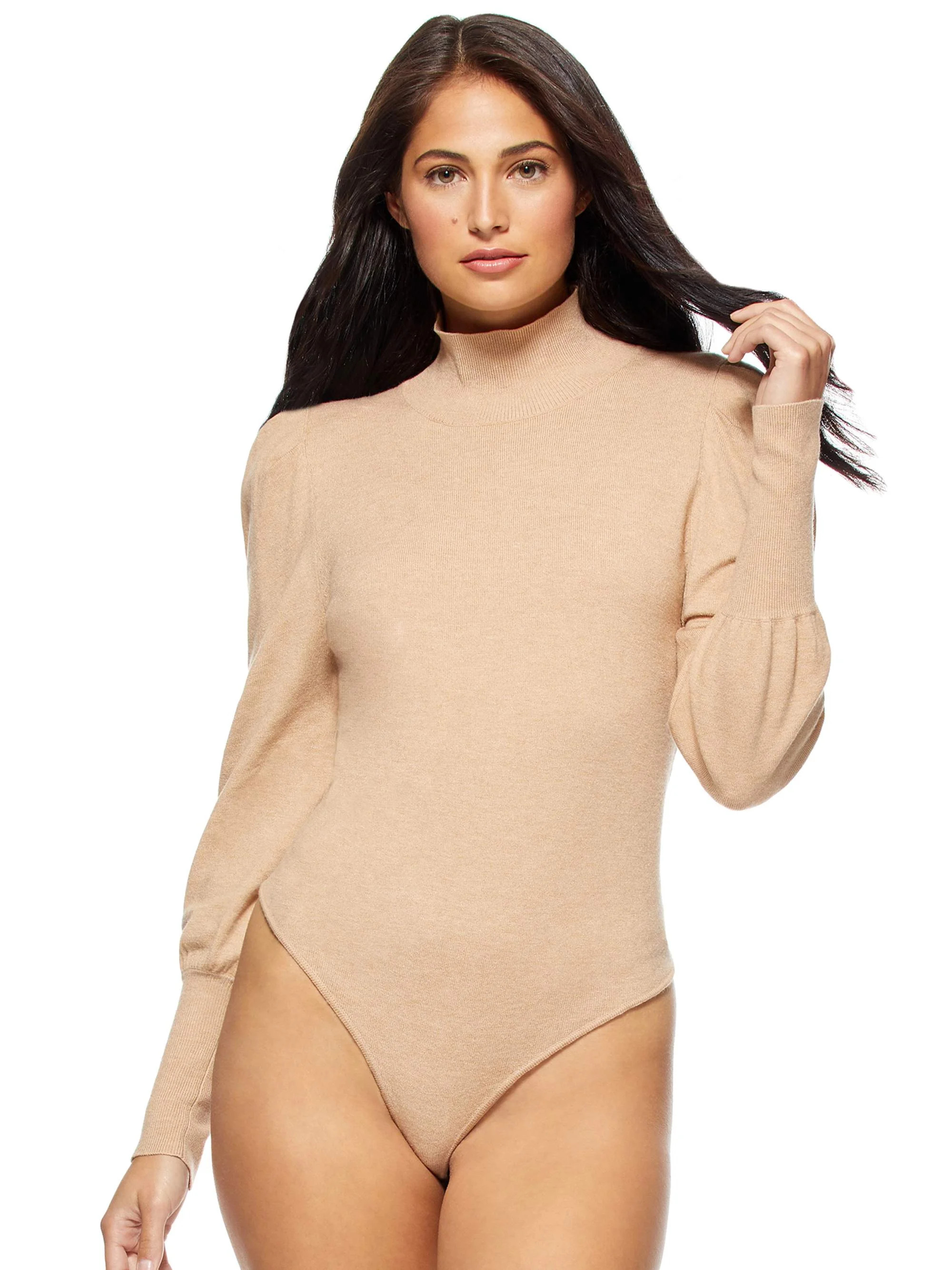Sofia Jeans by Sofia Vergara Women's Thong Back Mockneck Sweater Bodysuit | Walmart (US)