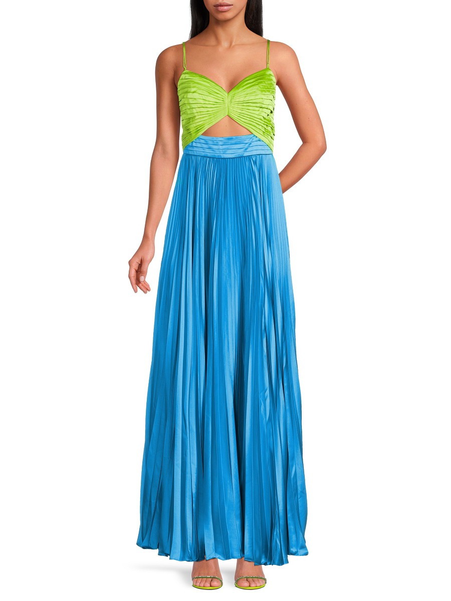 Amur Women's Silas Accordion Pleated Two Tone Maxi Dress - Blue Multicolor - Size 6 | Saks Fifth Avenue OFF 5TH