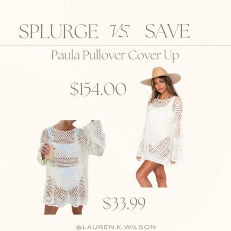 Crochet coverup. Save vs. splurge. Looks for less. Beach cover up. Swimsuit coverup. Amazon find. Under $50. Looks for less 

#LTKFind #LTKunder50 #LTKswim
