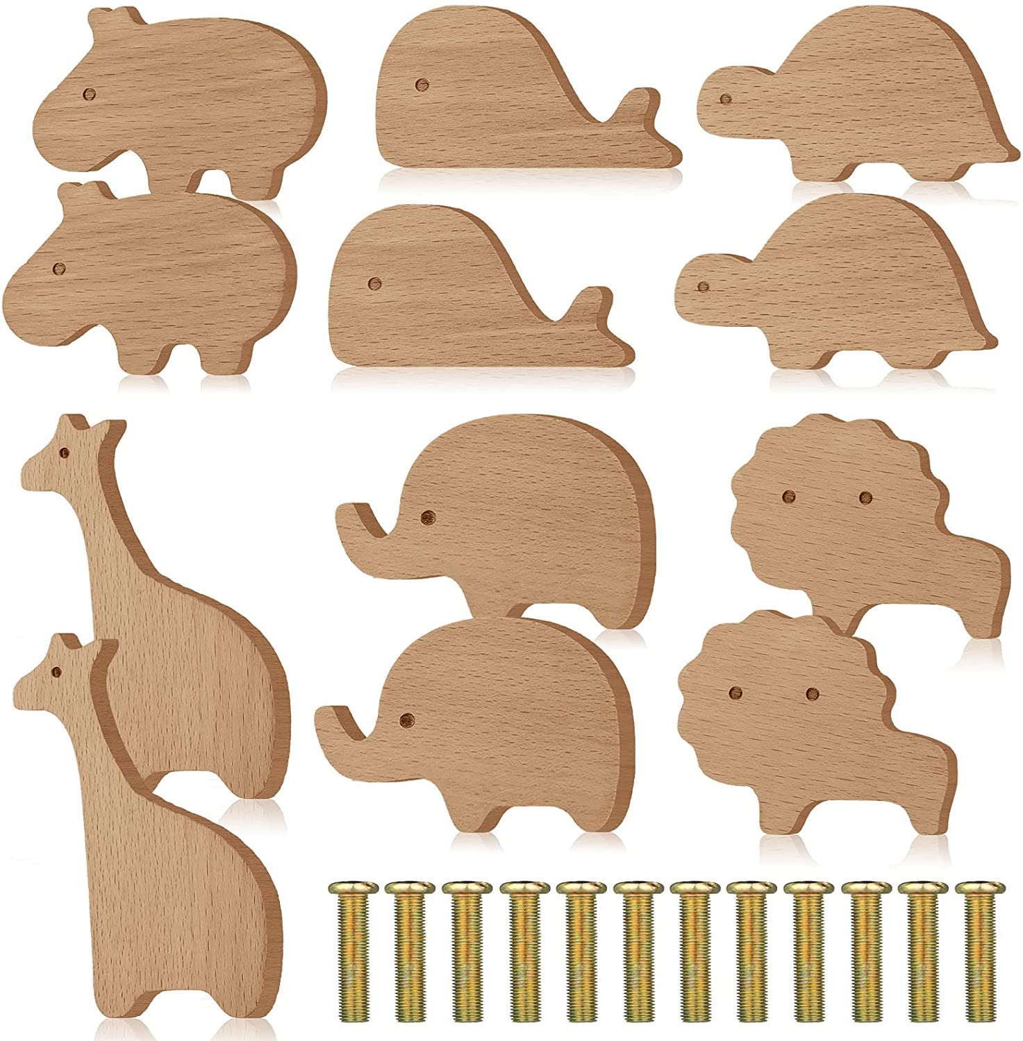 Qunclay Wooden Animal Cabinet Knobs Decorative Wood Dresser Knobs with Screws Dresser Pulls Wood ... | Amazon (US)