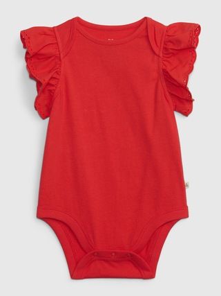 Baby 100% Organic Cotton Mix and Match Flutter Sleeve Bodysuit | Gap (US)