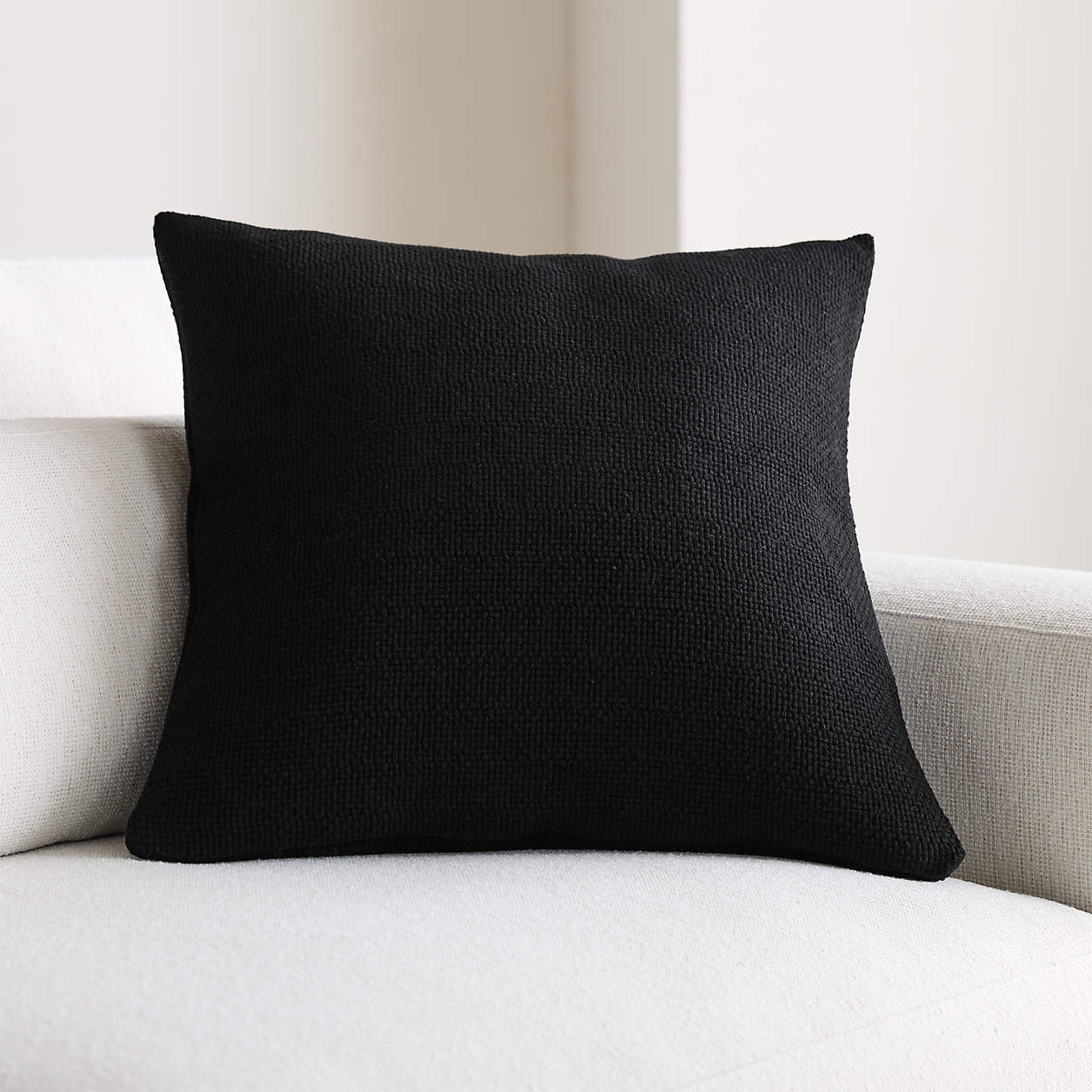 Organic Cotton Basketweave 20"x20" Ink Black Throw Pillow Cover + Reviews | Crate & Barrel | Crate & Barrel