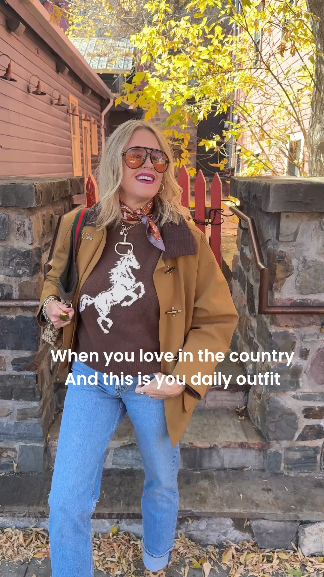 The country estate/western/ Ralph Lauren Fall Vibe outfit 

Equestrian Horse bit Necklace 
Handmade comes in Hold and silver 

Horse sweater Abercrombie Finch  sweater so soft and tts wearing a med 

Abercrombie straight leg Jeans with a cuff  I sized up one size 

Barn jacket a Amazon find that is so good it looks and feels designer  under $50
Fits tts 

Leopard and suede cowboy boots  tts 

Gucci bag 


#LTKFindsUnder100 #LTKStyleTip #LTKSaleAlert