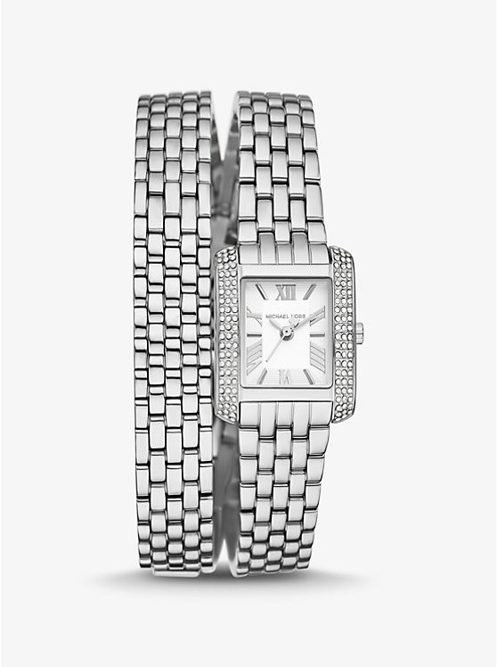 Petite Emery Pavé Silver-Tone Double Wrap Watch | Michael Kors US