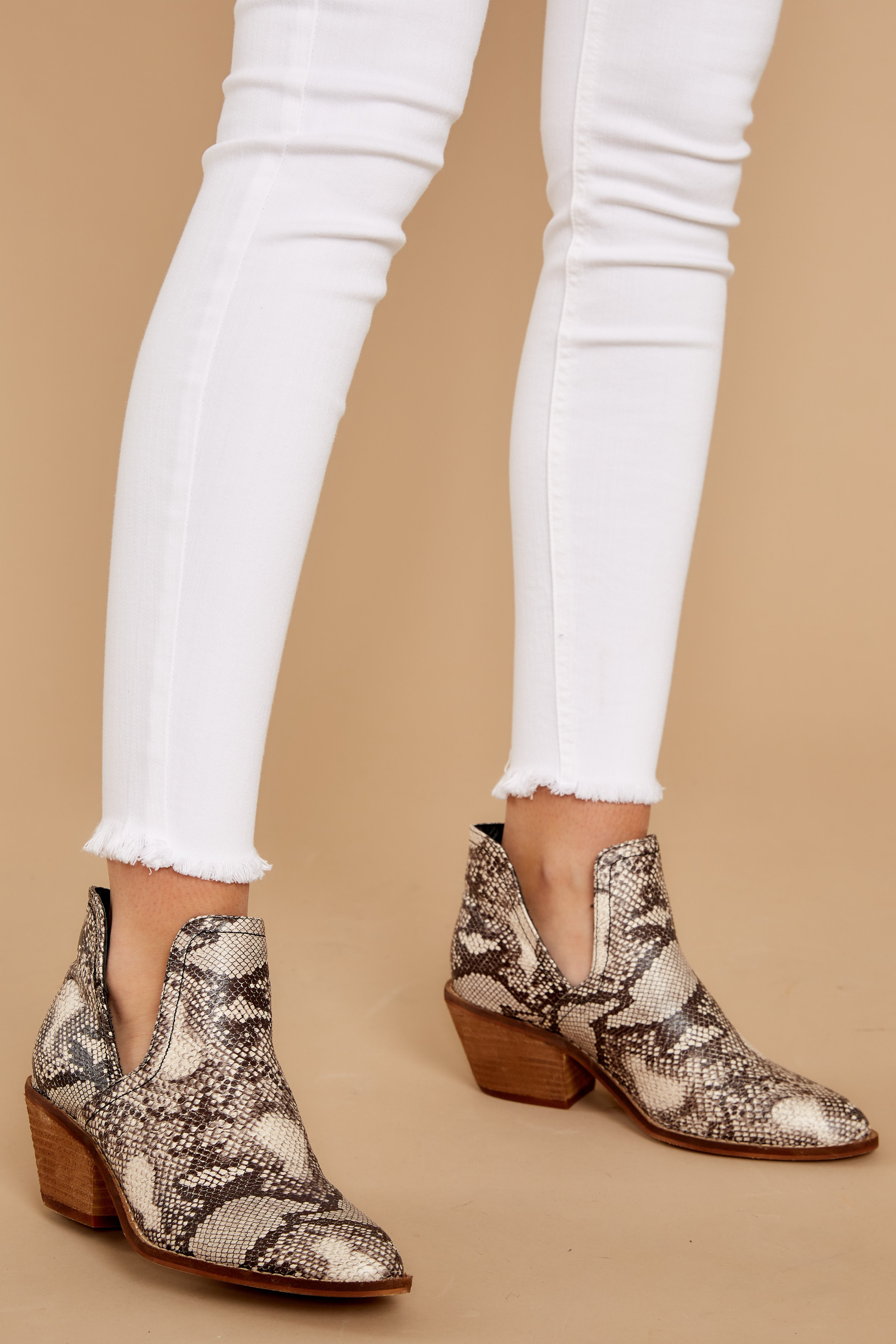 Breaking Wild Snake Print Ankle Boots Brown | Red Dress 