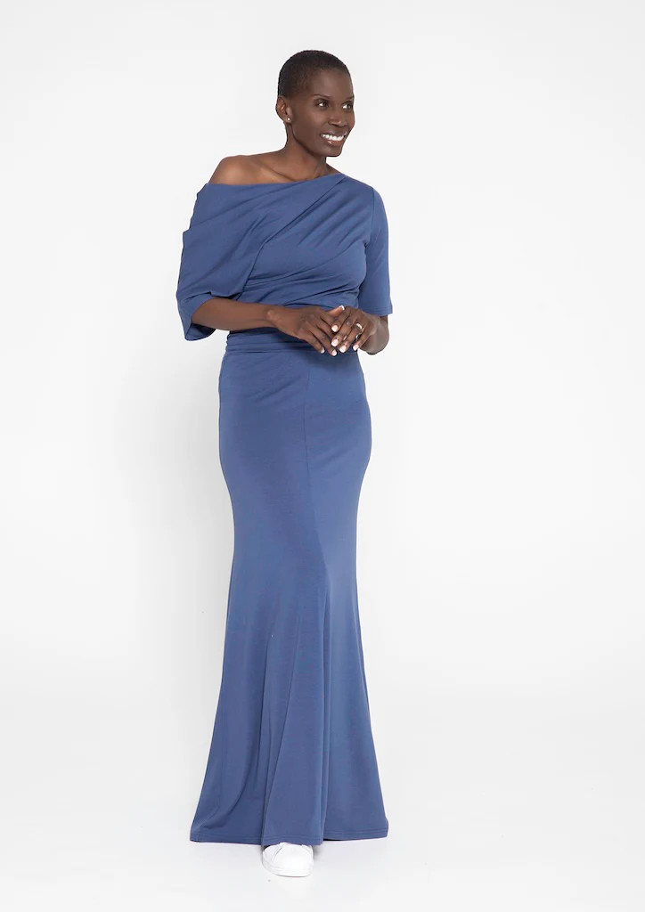 Peep Shoulder Tee Jersey- Oceana Blue | Kiya Tomlin