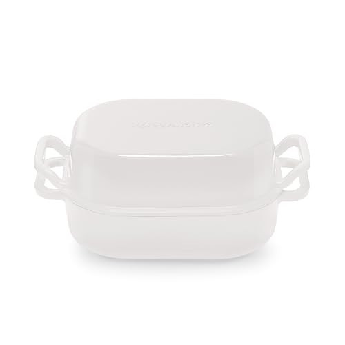 ROSSALLINI Signature Enameled Cast Iron Sourdough Bread Oven | Non-Stick with Tight Fitting Lid for Perfect Baking and Bread Making | 6QT Rectangle Oven With Lid [White] | Amazon (US)