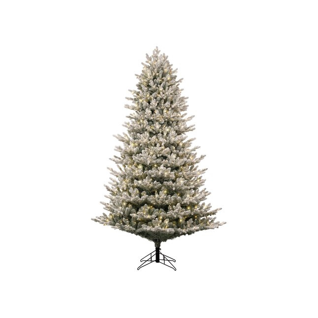 GE 7.5-ft Flocked Montana Fir Pre-lit Artificial Christmas Tree with White LED Lights | Lowe's