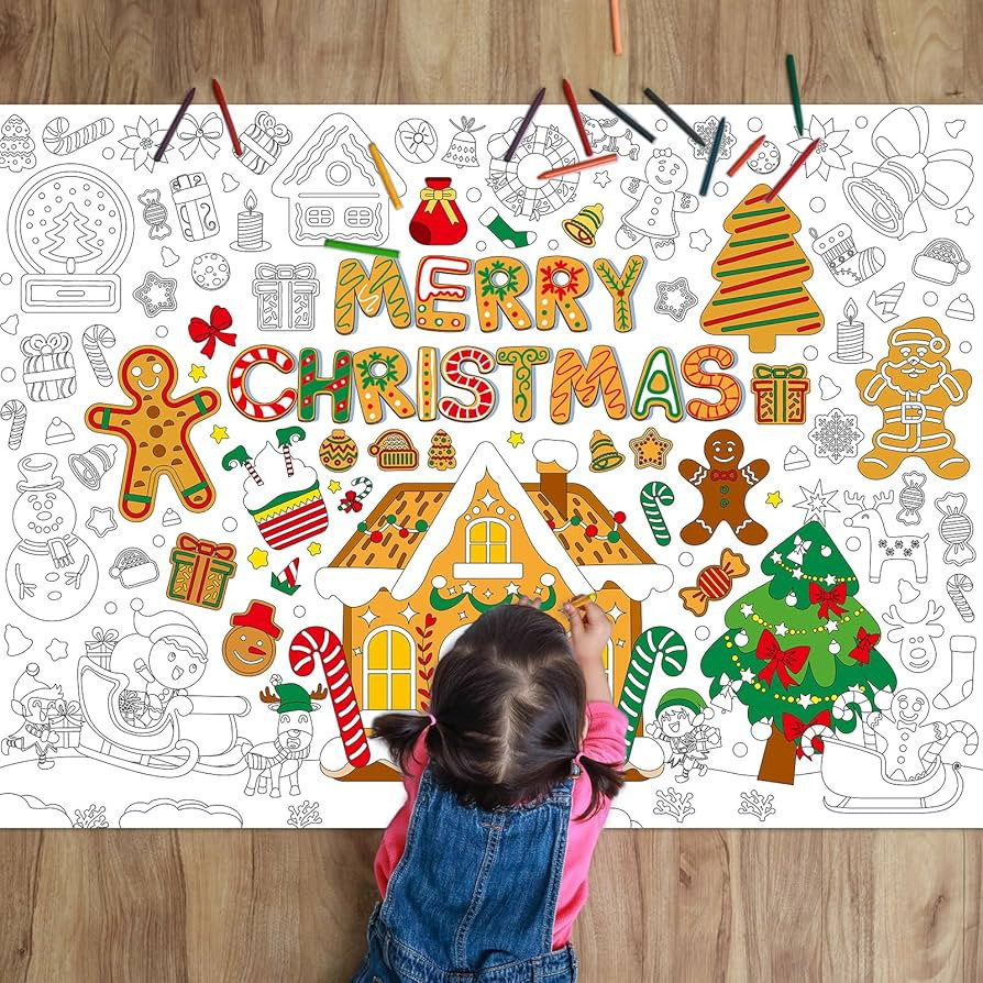 ZOIIWA Christmas Coloring Poster for Kids Giant Coloring Poster Large Gingerbread Man Coloring Ta... | Amazon (US)