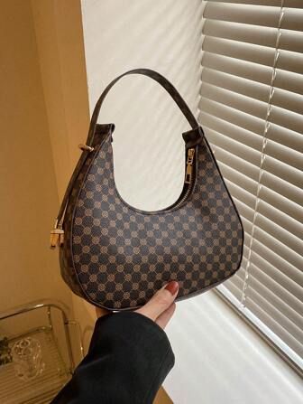 Mini Hobo Bag Geometric Pattern Zipper PU | SHEIN