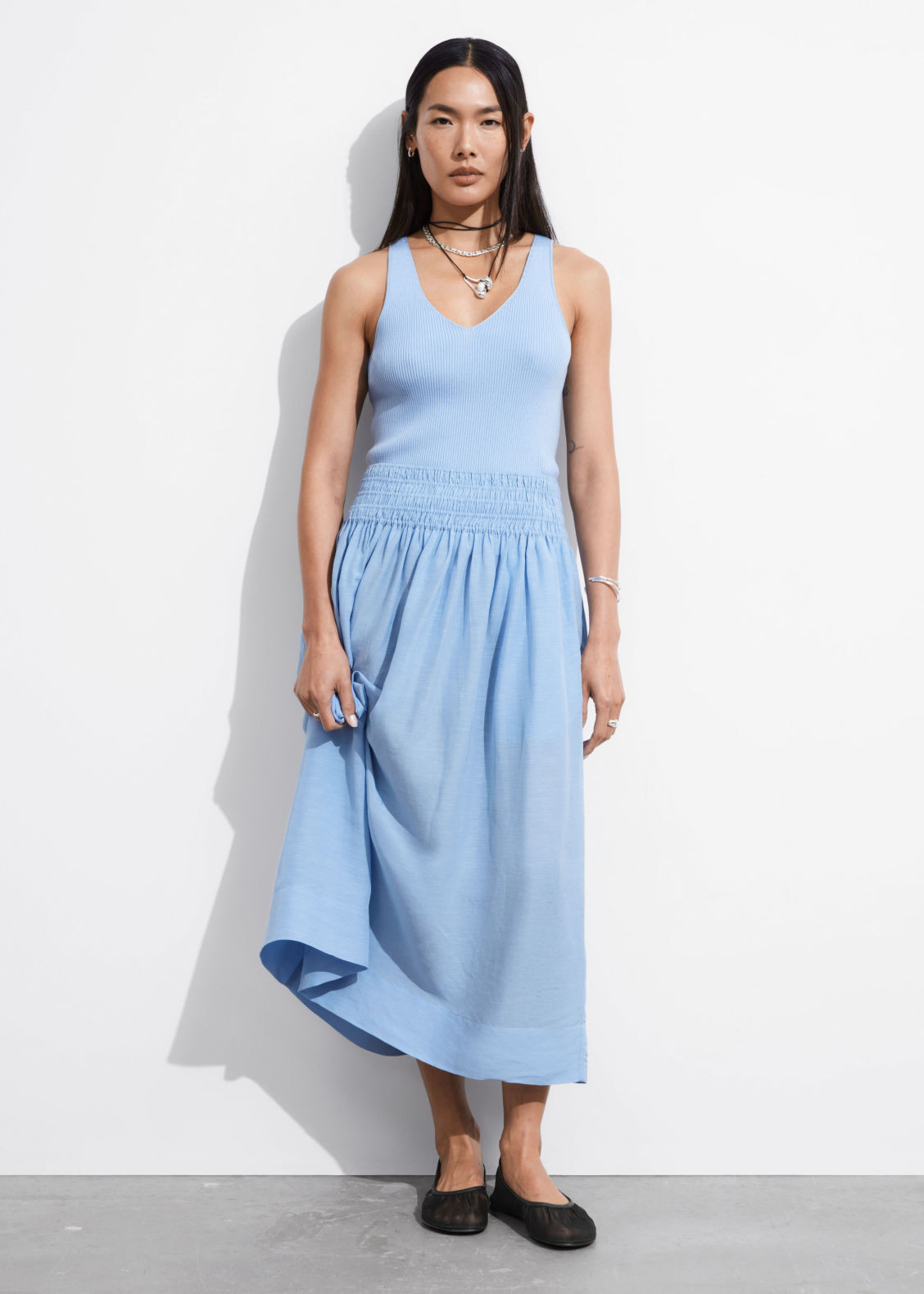 Smock-Waist Midi Skirt | & Other Stories US