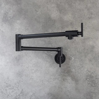 Double Handle Single Hole Wall Mounted Pot Filler Faucet - 25.98-in L x 8.66-in H - Matte Black | Bed Bath & Beyond