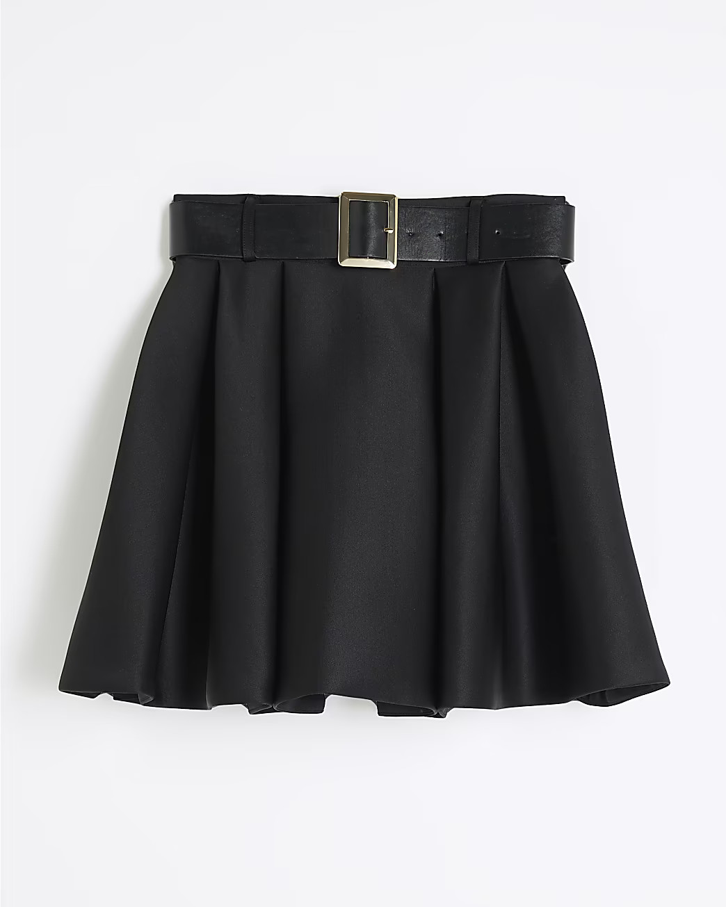 Black Belted Pleated Scuba Mini Skirt | River Island UK & IE