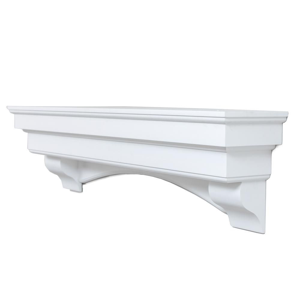 Ashley 60 in. x 10 in. Traditional Hearth Cap-Shelf Mantel in Smooth White-ASHTRMK-W - The Home D... | The Home Depot