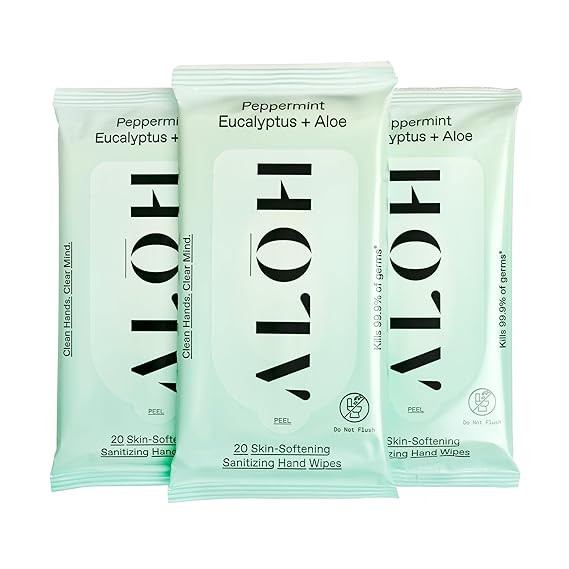 ALŌH Peppermint Eucalyptus + Aloe Sanitizing Hand Wipes - Clean Hands, Clear Mind On The Go Sani... | Amazon (US)