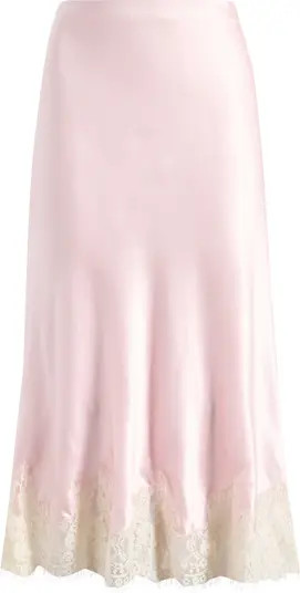 Carolina Lace Trim Silk Midi Skirt | Nordstrom